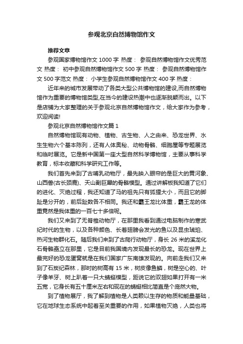 参观北京自然博物馆作文