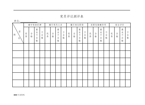 党员民主评议测评表(最新模板)