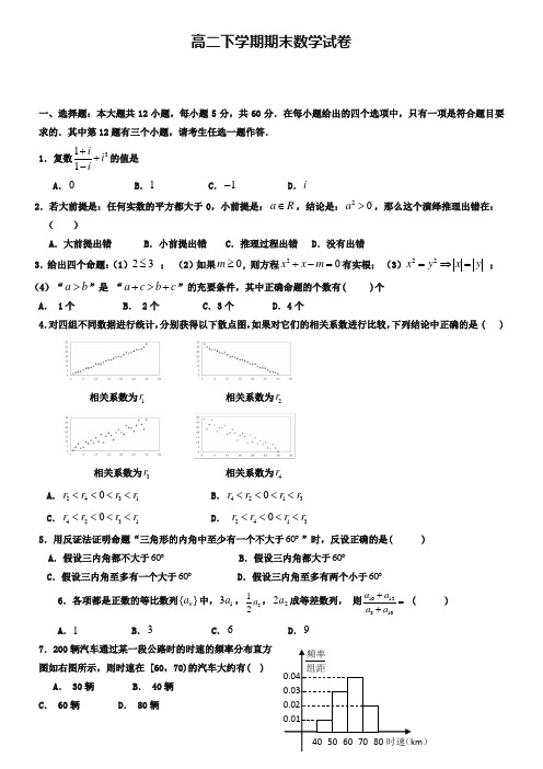 (高二下数学期末20份合集)河北省衡水高二下学期数学期末试卷合集
