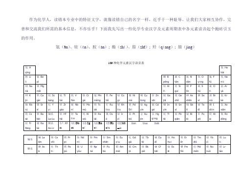 化学专业汉字读音大全