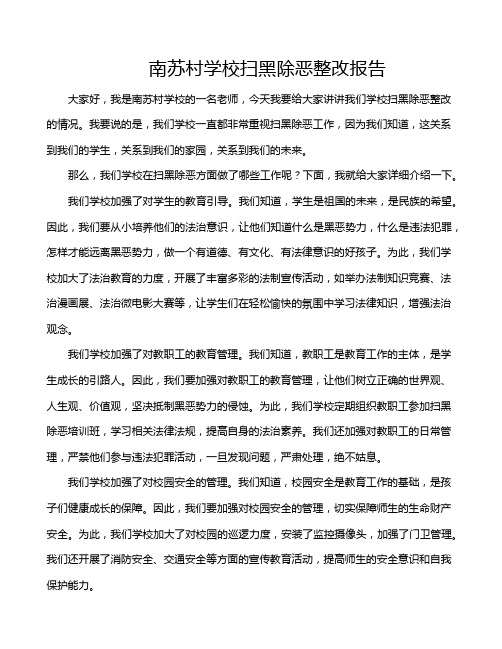 南苏村学校扫黑除恶整改报告