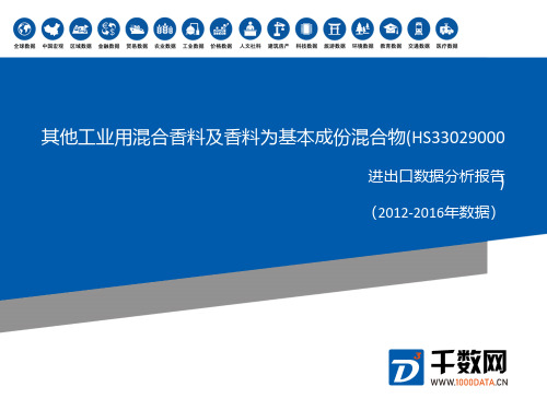 2012-2016年 其他工业用混合香料及香料为基本成份混合物(HS33029000 )进出口分析报告