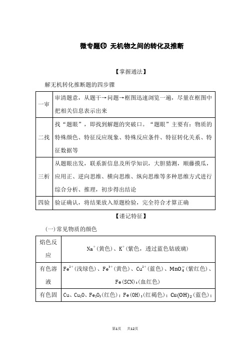 人教版高中化学高考总复习 微专题 无机物之间的转化及推断