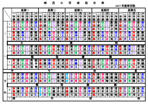 2017春季学期银杏小学课程总表