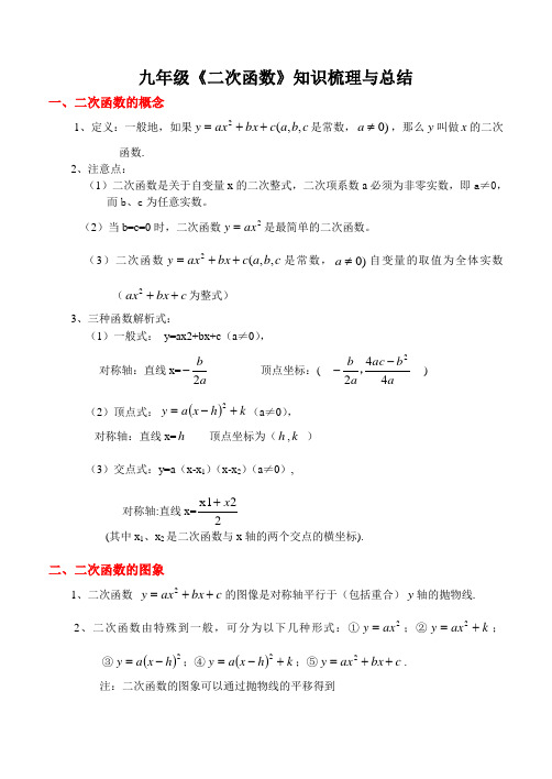 人教版九年级数学《二次函数》知识点梳理与总结(超经典)