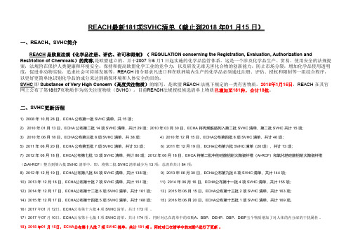 REACH最新181项SVHC清单(截止到2018 年01 月15 日)