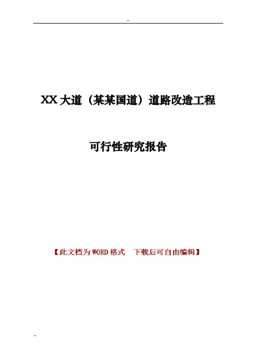 XX大道(某某国道)道路改造工程可行性研究报告