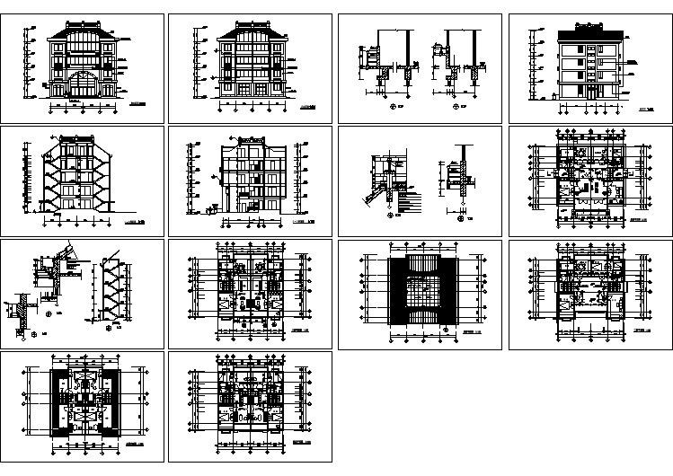 湖州市某小区4+1层砖混结构住宅楼全套建筑设计CAD图纸