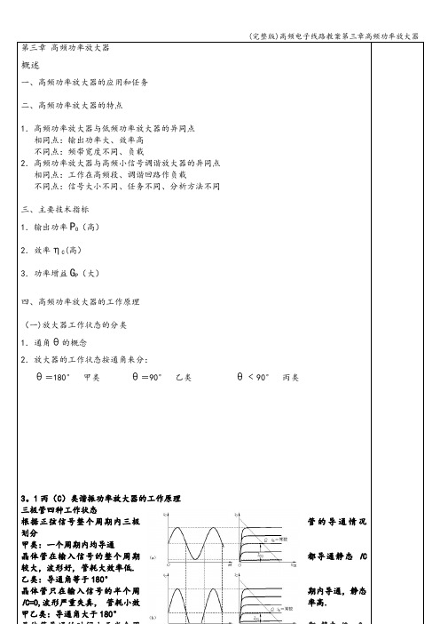 (完整版)高频电子线路教案第三章高频功率放大器