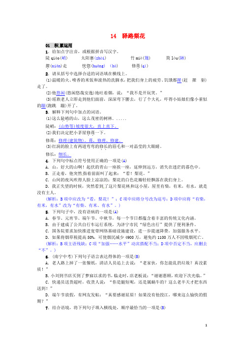 七年级语文下册 第四单元 14 驿路梨花练习 新人教版