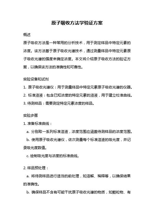 原子吸收方法学验证方案