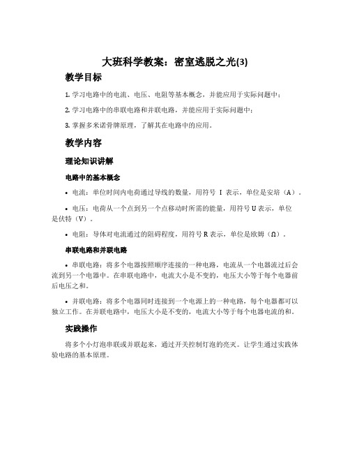 大班科学教案：密室逃脱之光(3)