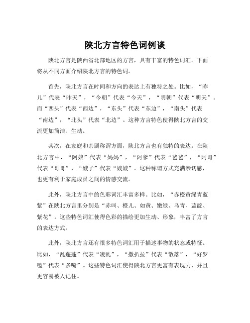 陕北方言特色词例谈