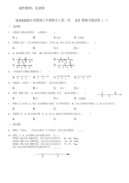 苏教版七年级数学上第二章2.3数轴专题训练(一)(含答案)