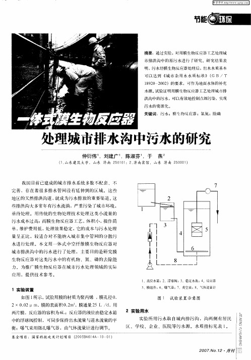 一体式膜生物反应器处理城市排水沟中污水的研究