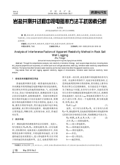 岩盐井测井过程中视电阻率方法干扰因素分析