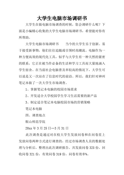 大学生电脑市场调研书