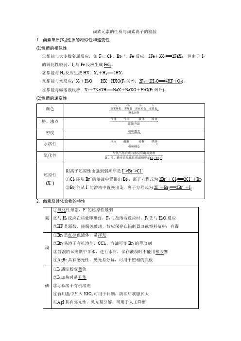 卤族元素的性质与卤素离子的检验