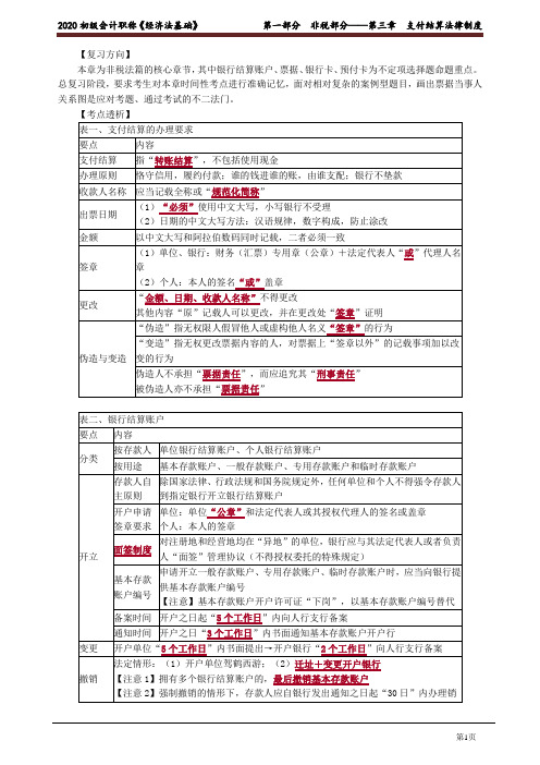 《经济法基础》串讲精华讲义3-支付结算法律制度