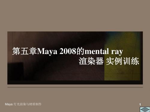 MAYA灯光渲染与材质制作 第5章