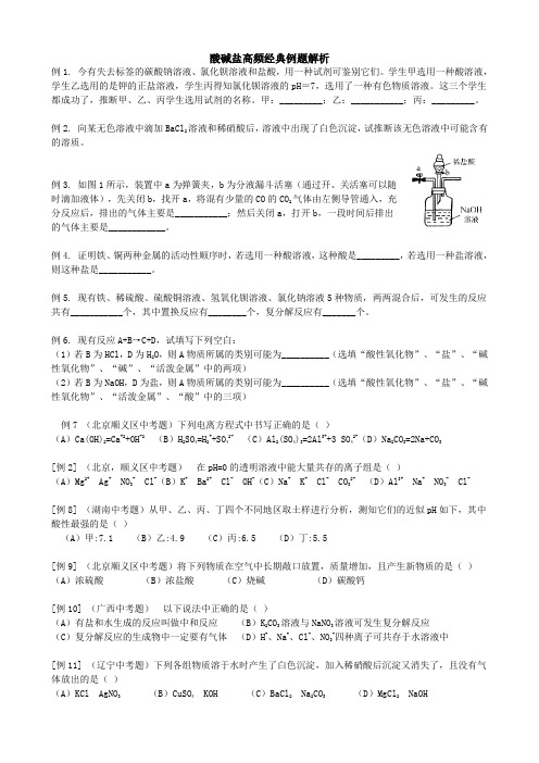 酸碱盐高频经典例题解析