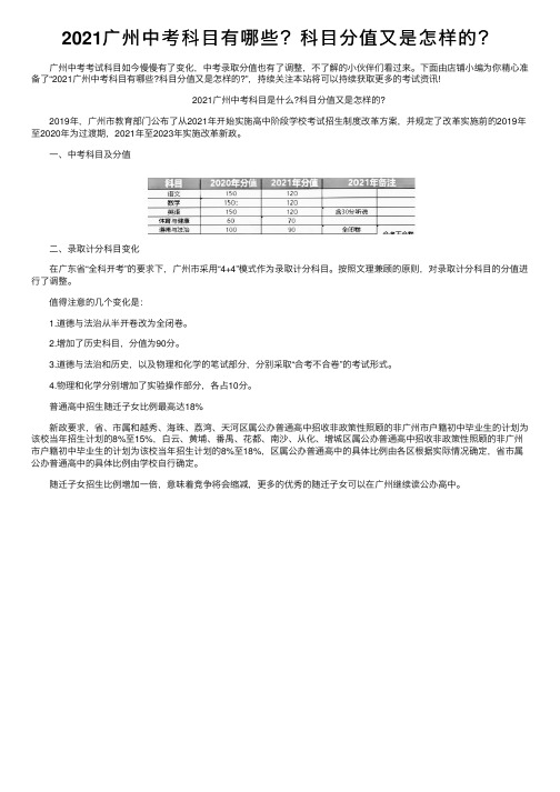 2021广州中考科目有哪些？科目分值又是怎样的？