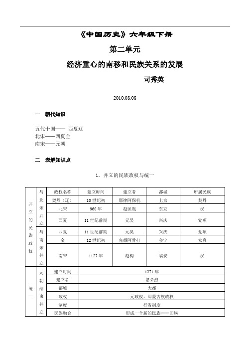 《中国历史》六年级下册