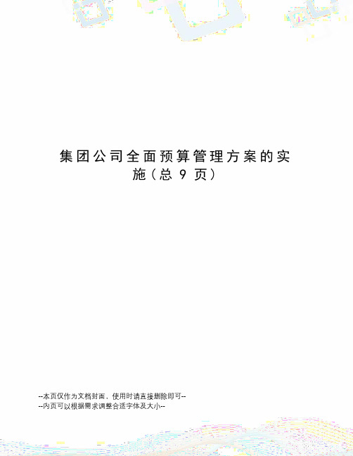 集团公司全面预算管理方案的实施