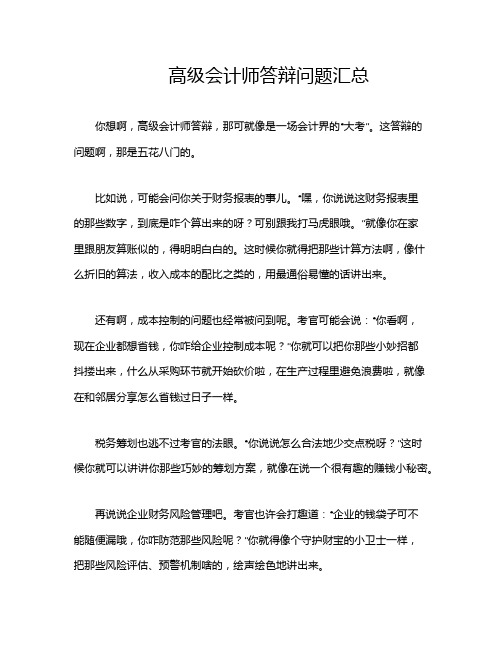 高级会计师答辩问题汇总