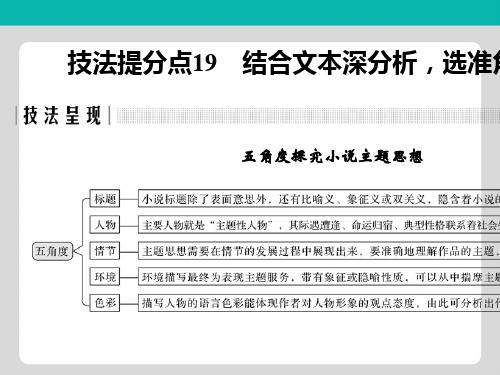 浙江专用2019高考语文二轮培优第二部分现代文阅读专题三第二节小说技法提分点19结合文本深分析选准角度探主