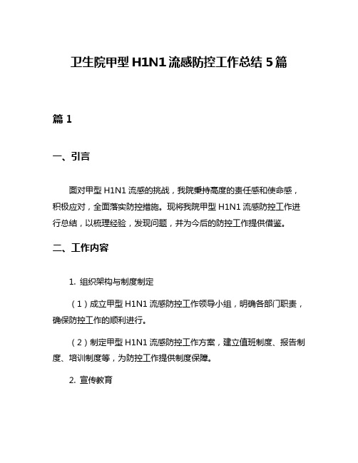 卫生院甲型H1N1流感防控工作总结5篇