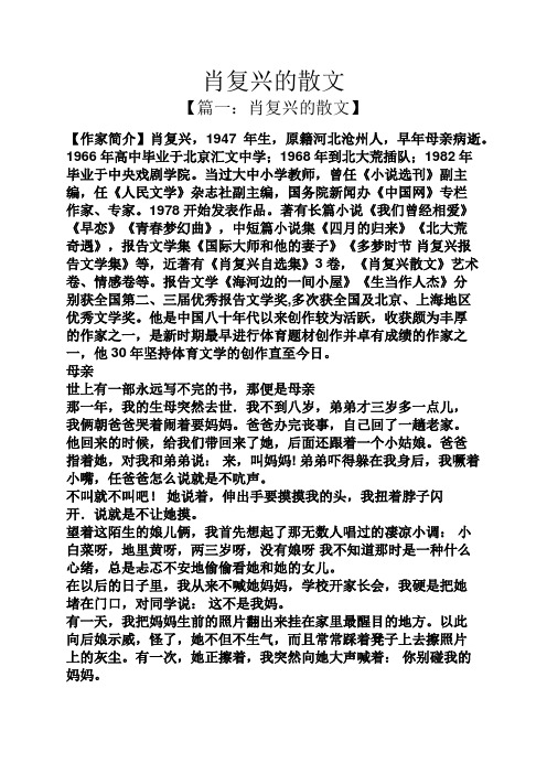 肖复兴的散文
