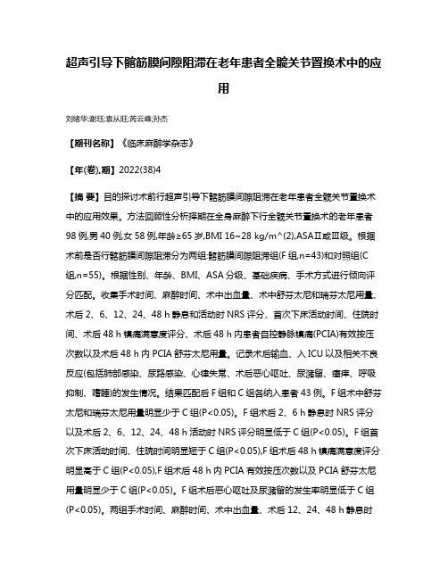 超声引导下髂筋膜间隙阻滞在老年患者全髋关节置换术中的应用