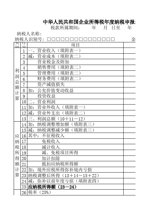 企业所得税申报表讲解(带批注)