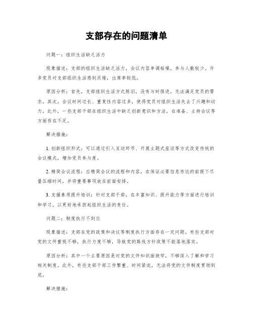 支部存在的问题清单