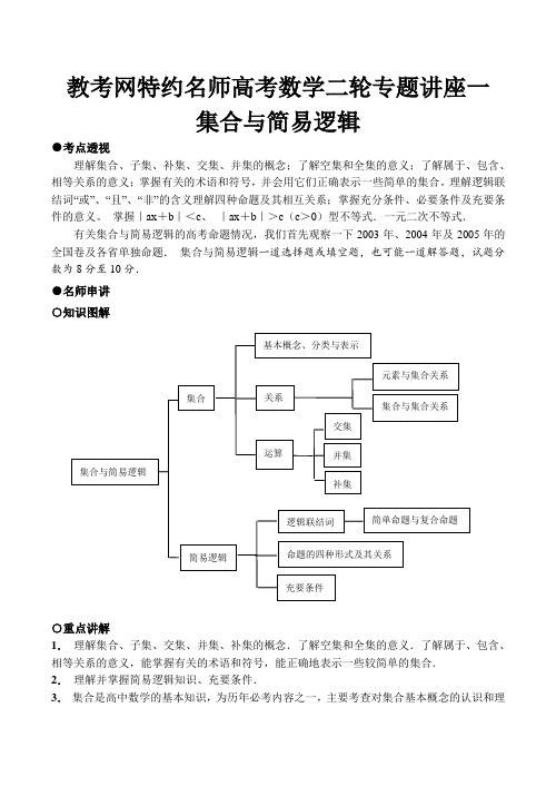 高考数学二轮专题讲座一 集合与简易逻辑