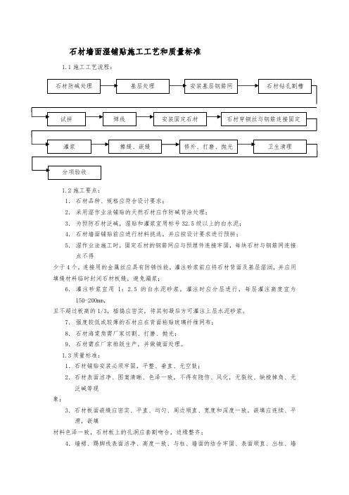 石材墙面湿铺贴施工工艺和质量标准