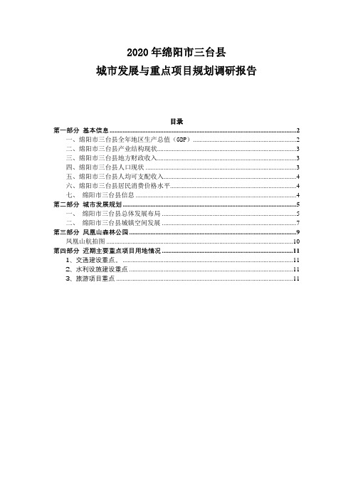 2020年绵阳市三台县城市发展与重点房地产投资项目规划调研报告(凤凰山片区)