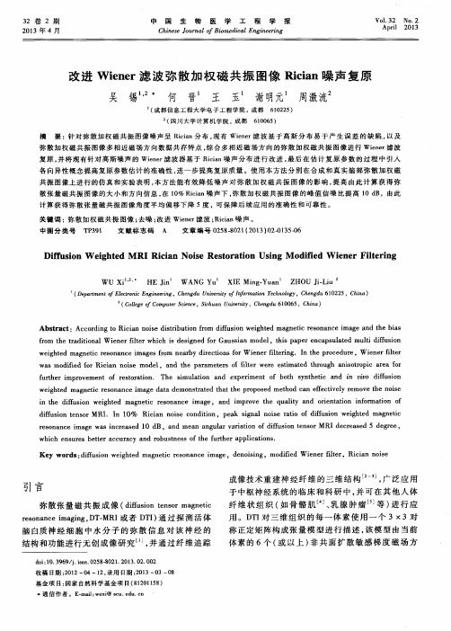 改进Wiener滤波弥散加权磁共振图像Rician噪声复原