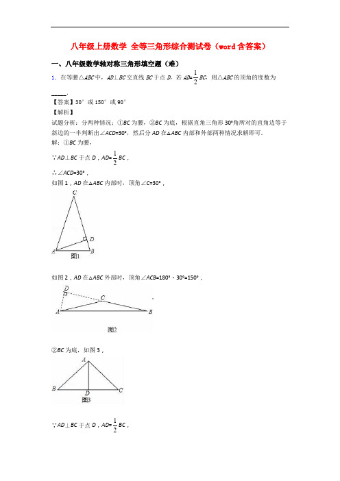 八年级上册数学 全等三角形综合测试卷(word含答案)