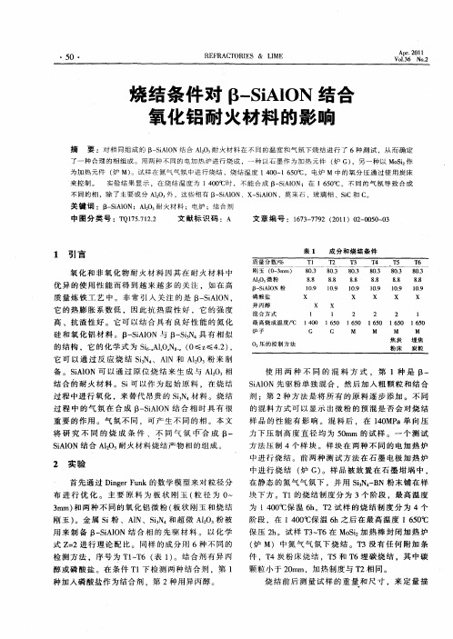 烧结条件对β-SiAlON结合氧化铝耐火材料的影响