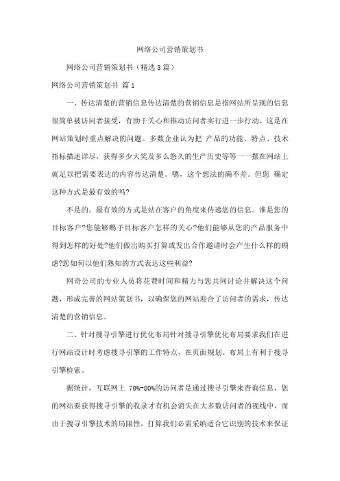 网络公司营销策划书