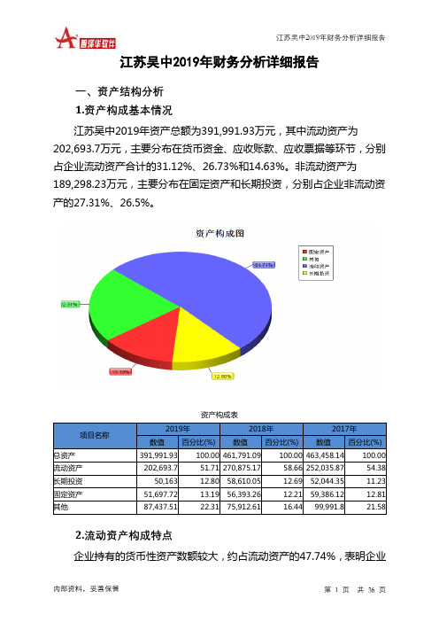 江苏吴中2019年财务分析详细报告