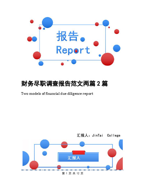 财务尽职调查报告范文两篇2篇