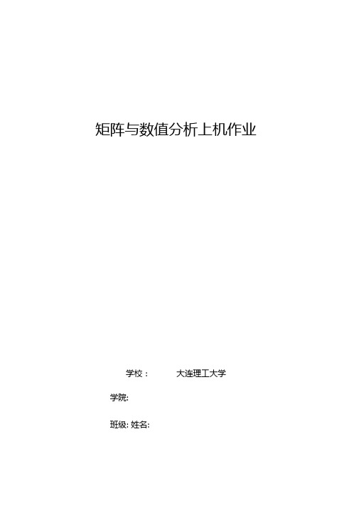 大连理工大学矩阵与数值分析上机作业