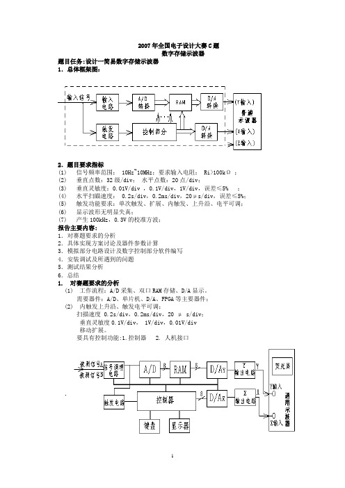 2007年全国电子设计大赛C题