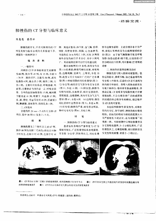 肺挫伤的CT分型与临床意义