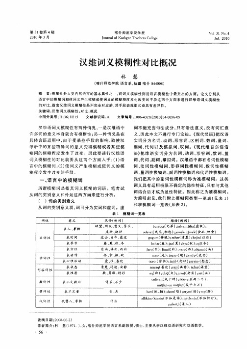 汉维词义模糊性对比概况