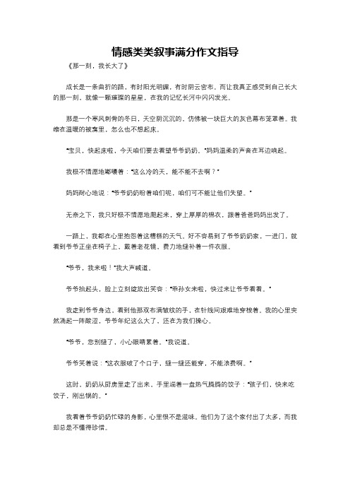 情感类类叙事满分作文指导