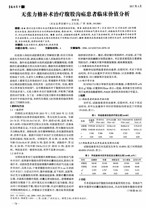 无张力修补术治疗腹股沟疝患者临床价值分析